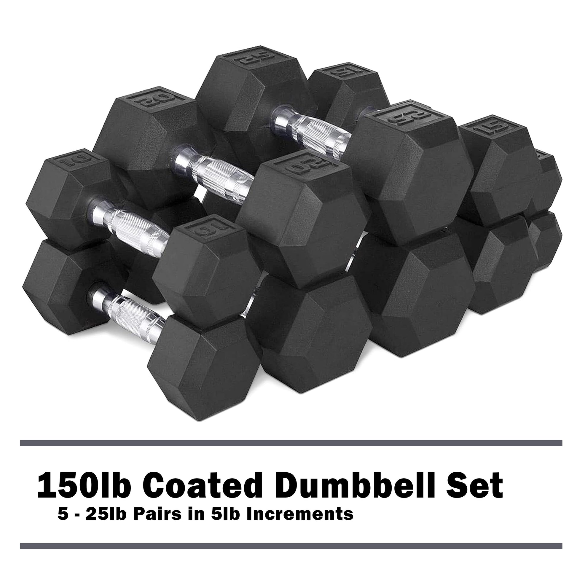 300Lb Rubber Hex Dumbbell Set