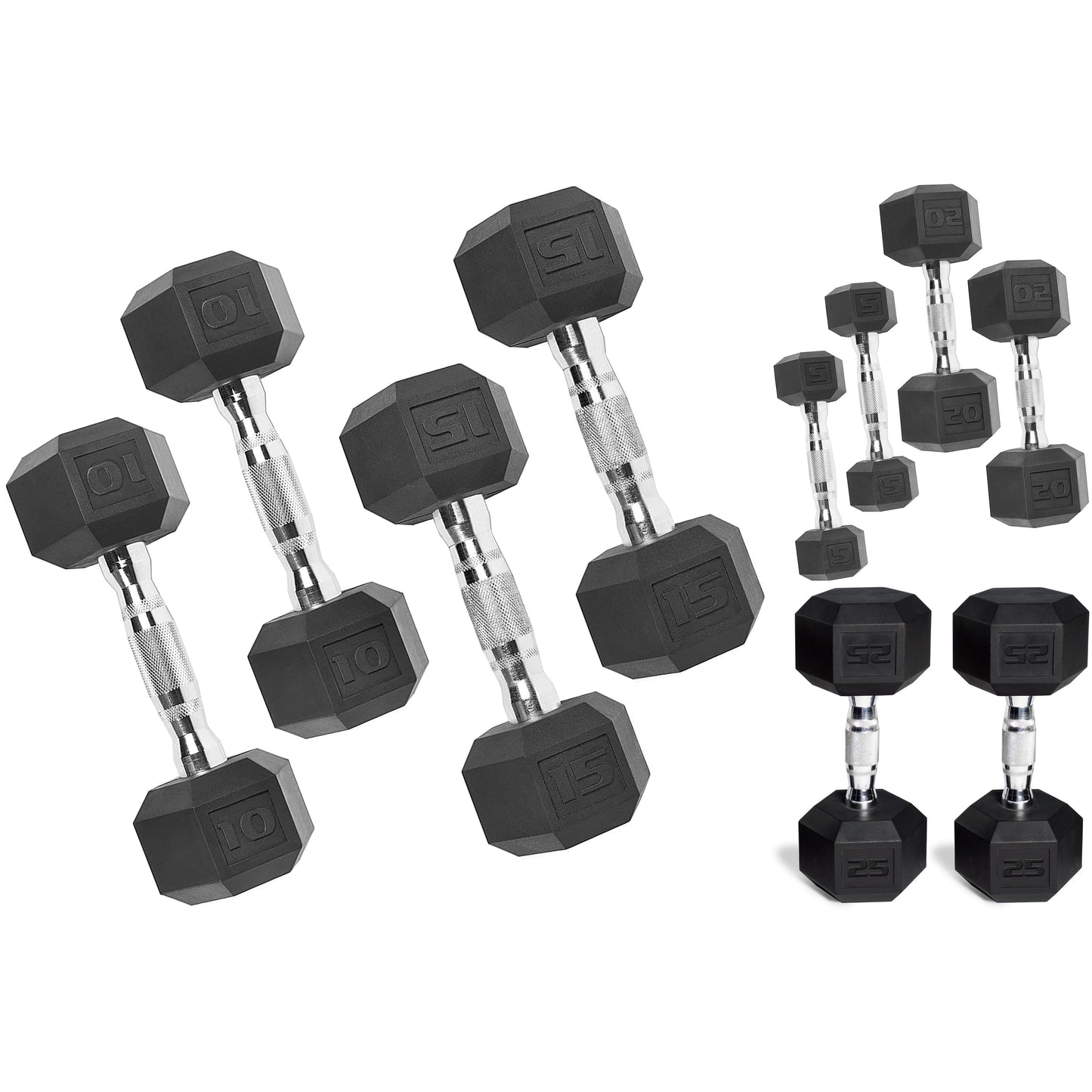 300Lb Rubber Hex Dumbbell Set