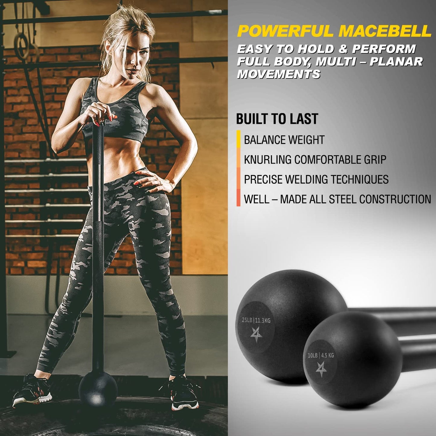Elevate Your Strength Training with the Versatile Steel Mace Bell - Perfect for Full Body, Shoulder, Grip, and Forearm Workouts in Weights from 5 to 30 LB for All Fitness Levels